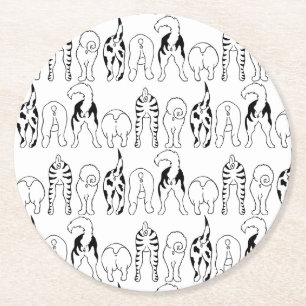 Hunde-Hintern-Muster Runder Pappuntersetzer