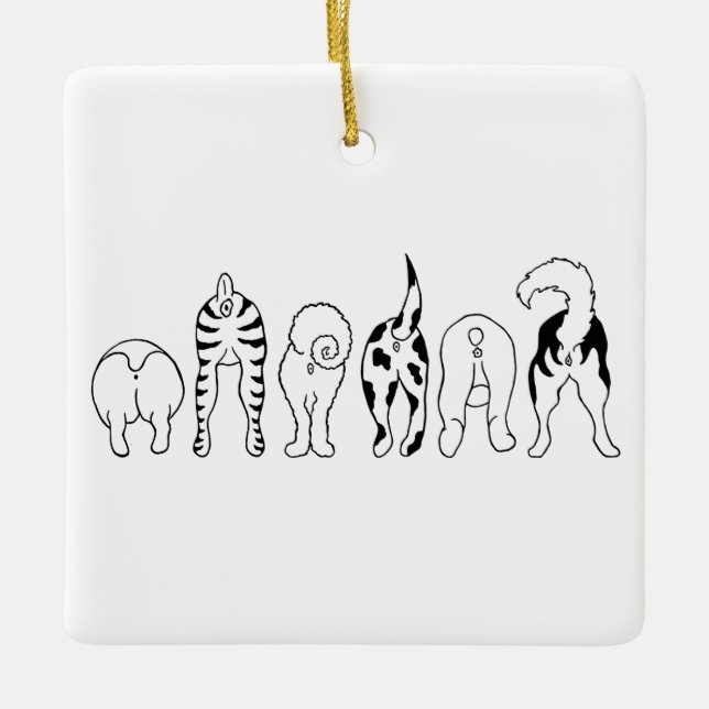 Hunde Hintern - Square Ornament (Vorderseite)