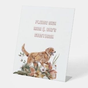 Hunde Hochzeit Bitte unterzeichnen Mama und Väter Sockelschild