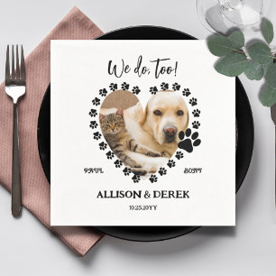 Hunde-Hochzeit mit schwarzem und weißem Foto Serviette