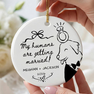 Hunde-Hochzeitsankündigungs-Ornament Keramik Ornament