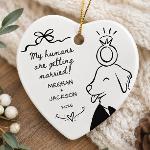 Hunde-Hochzeitsankündigungs-Ornament Keramik Ornament