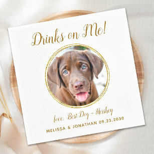 Hunde Hochzeitsgetränke auf meinem Foto Elegantes  Serviette