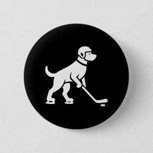 Hunde Hockey Player Silhouette Button