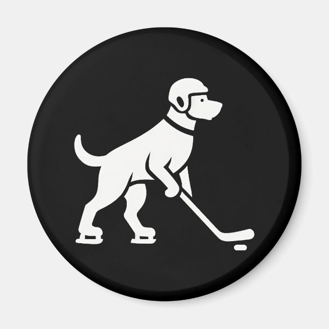 Hunde Hockey Player Silhouette Magnet (Vorne)