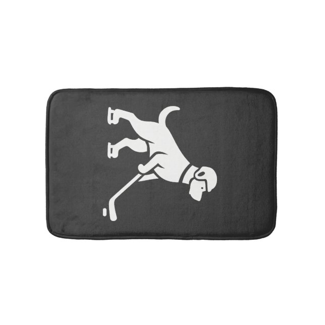 Hunde-Hockeyspieler-Silhouette  Badematte (Vorderseite)