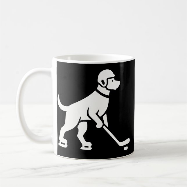 Hunde-Hockeyspieler-Silhouette  Kaffeetasse (Links)