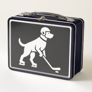 Hunde-Hockeyspieler-Silhouette Metall Brotdose