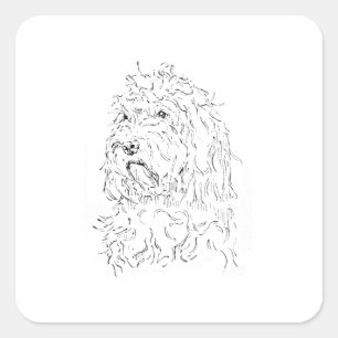 Hunde-Illustration, süße Cockapoo-Kunst Quadratischer Aufkleber
