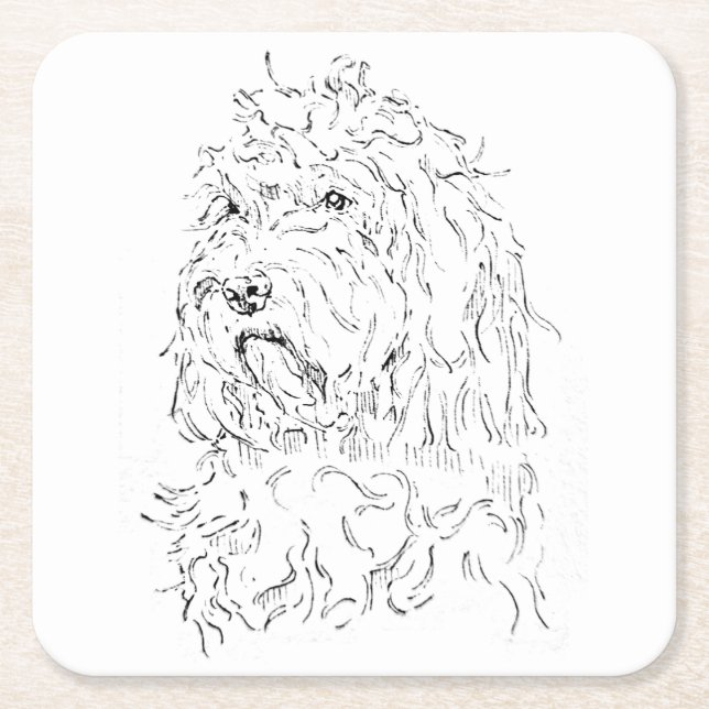 Hunde-Illustration, süße Kunst Cockapoo Rechteckiger Pappuntersetzer (Vorderseite)