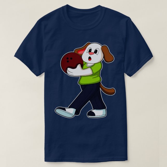 Hunde im Bowling mit Bowlingball 1 T-Shirt (Design vorne)