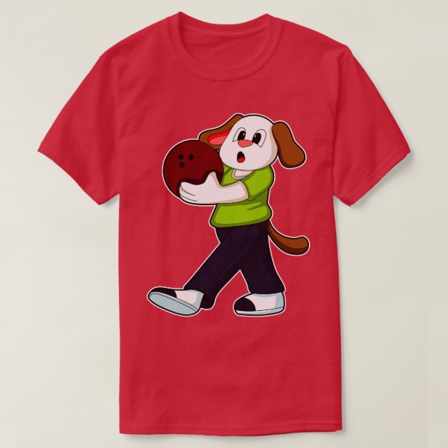 Hunde im Bowling mit Bowlingball 2 T-Shirt (Design vorne)