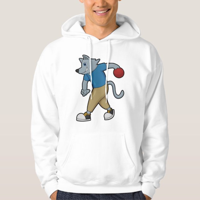 Hunde im Bowling mit Bowlingball Hoodie (Vorderseite)