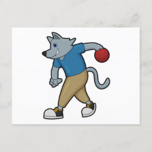 Hunde im Bowling mit Bowlingball Postkarte