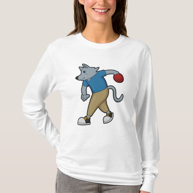 Hunde im Bowling mit Bowlingball T-Shirt (Vorderseite)