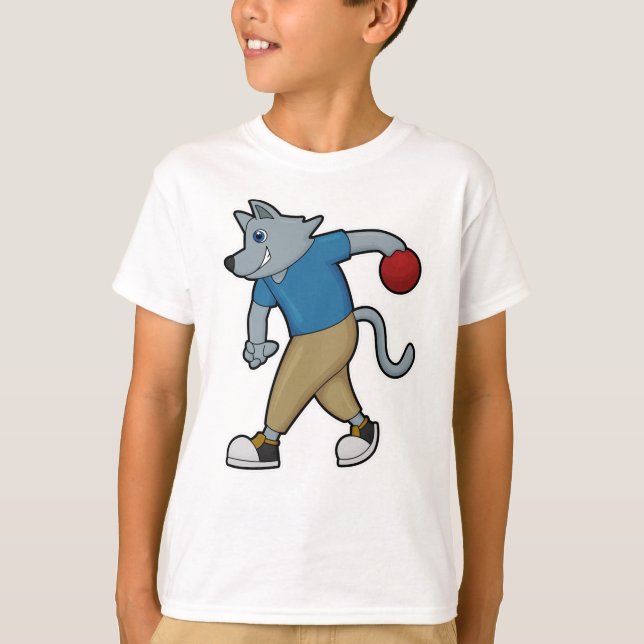 Hunde im Bowling mit Bowlingball T-Shirt (Vorderseite)