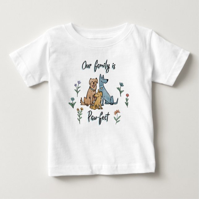 Hunde im Garten IV | unsere Familie ist Tatze-fect Baby T-shirt (Vorderseite)