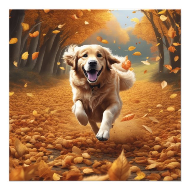 Hunde im Herbst führen Kunstdrucken, Naturkunst Fotodruck (Vorne)