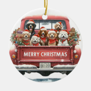 HUNDE IM LASTWAGEN Ornamente