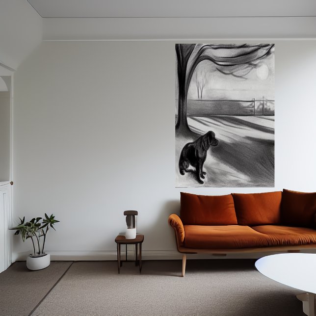 Hunde im Park Schwarz-Weiß Kunst-Poster Poster (Von Creator hochgeladen)