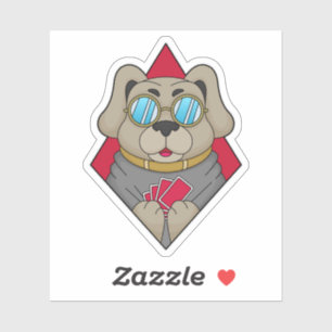 Hunde im Poker mit Poker-Karten Aufkleber