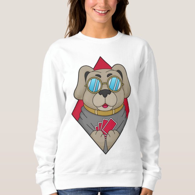 Hunde im Poker mit Poker-Karten Sweatshirt (Vorderseite)