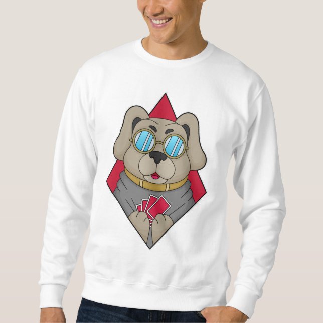 Hunde im Poker mit Poker-Karten Sweatshirt (Vorderseite)