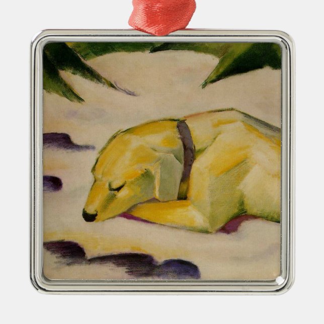 Hunde im Schnee liegen (von Franz Marc) Ornament Aus Metall (Vorne)