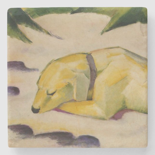Hunde im Schnee liegen (von Franz Marc) Steinuntersetzer (Vorderseite)