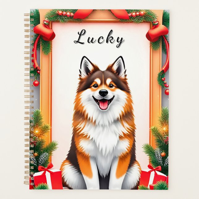 Hunde im Weihnachtsdekor Planer (Vorderseite)