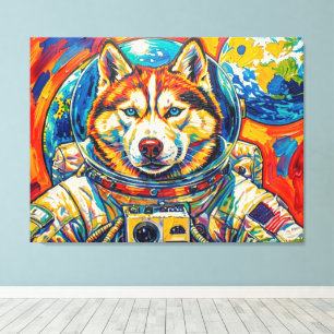 HUNDE IM WELTALL-HUSKY 3 LEINWANDDRUCK