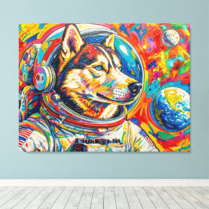 HUNDE IM WELTALL-HUSKY 4 LEINWANDDRUCK