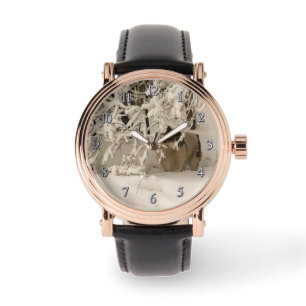 Hunde im Winter Armbanduhr