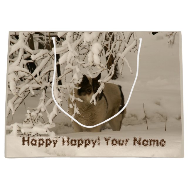 Hunde im Winter Große Geschenktüte (Vorderseite)