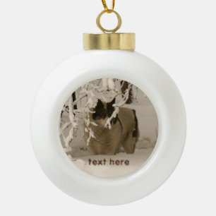 Hunde im Winter Keramik Kugel-Ornament