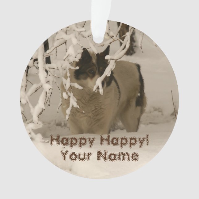 Hunde im Winter Ornament (Vorderseite)