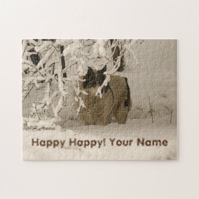 Hunde im Winter Puzzle (Horizontal)