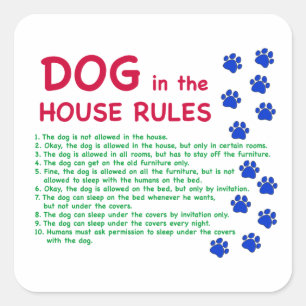 Hunde in den Hausregeln - Regeln zum Leben Quadratischer Aufkleber