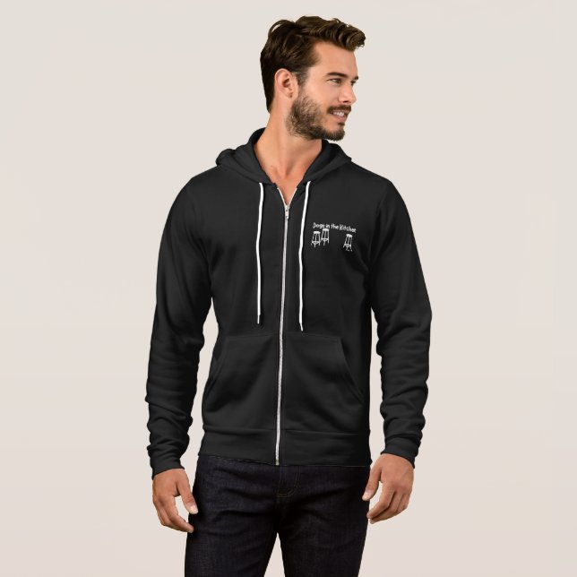 Hunde in der Küche Zip Hoodie - Weißes Logo (Vorne ganz)