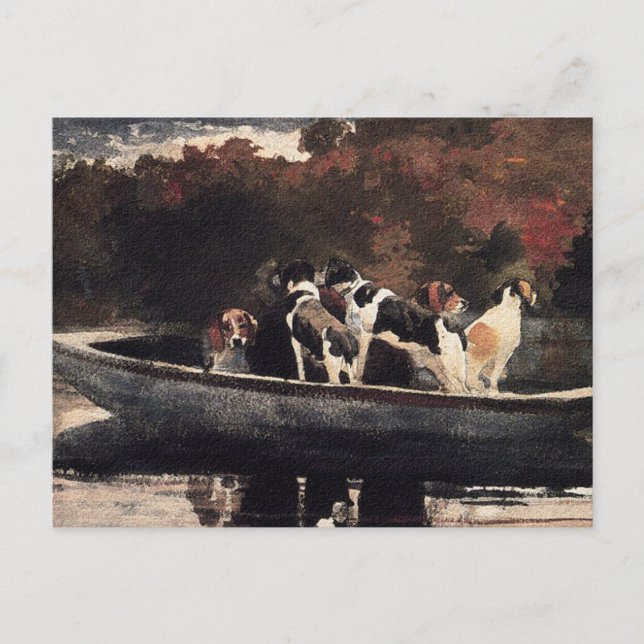 Hunde in einem Boot von Winslow Homer Postkarte (Vorderseite)