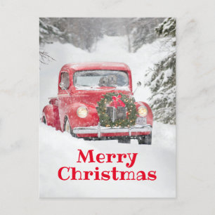 Hunde in einem Lastwagen Einladungspostkarte