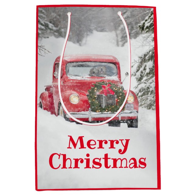 Hunde in einem Lastwagen Mittlere Geschenktüte (Vorderseite)