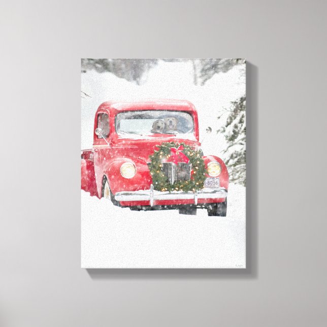 Hunde in einem LKW Leinwanddruck (Vorderseite)