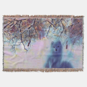 Hunde in einer farbenfrohen Winterlandschaft, Aqua Decke