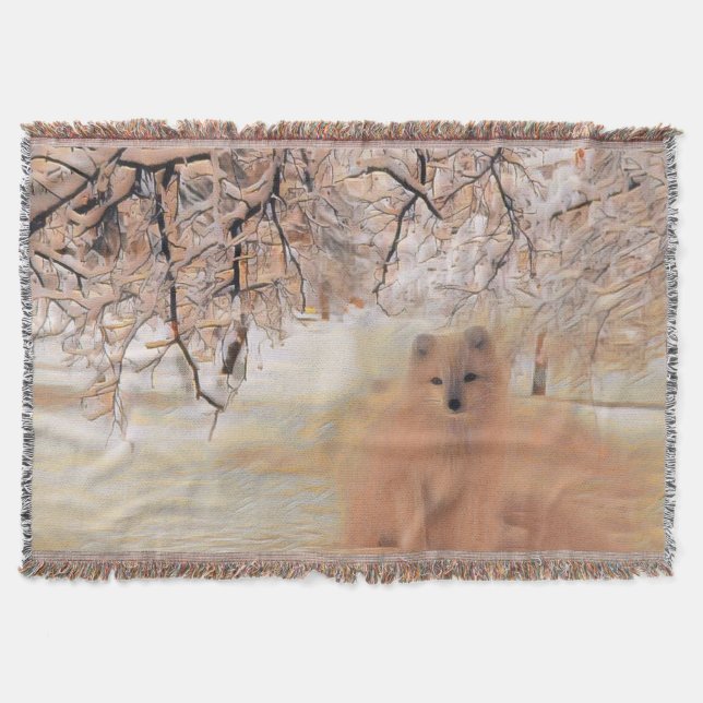 Hunde in einer farbenfrohen Winterlandschaft, Aqua Decke (Vorderseite)