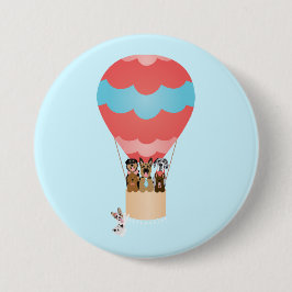 Hunde in Heißluftballon Button
