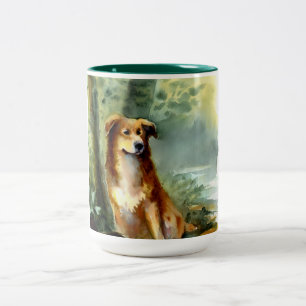 Hunde in Holz Zweifarbige Tasse