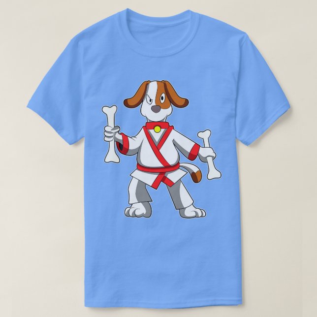 Hunde in Karate mit Knochen T-Shirt (Design vorne)