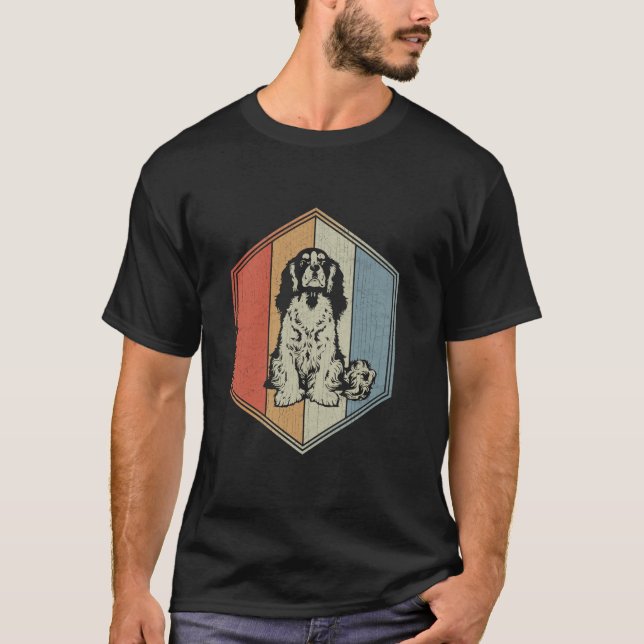 Hunde in Neufundland mit gestörtem Design Retro Ne T-Shirt (Vorderseite)