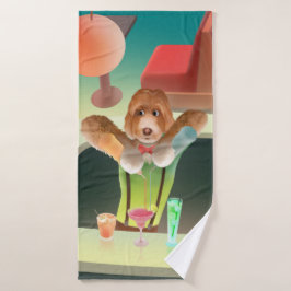 Hunde in Retro-Bar Badhandtuch Set